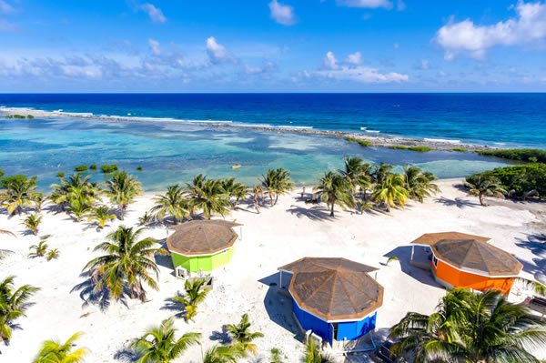 Belize Beach Cabana Drone Shot