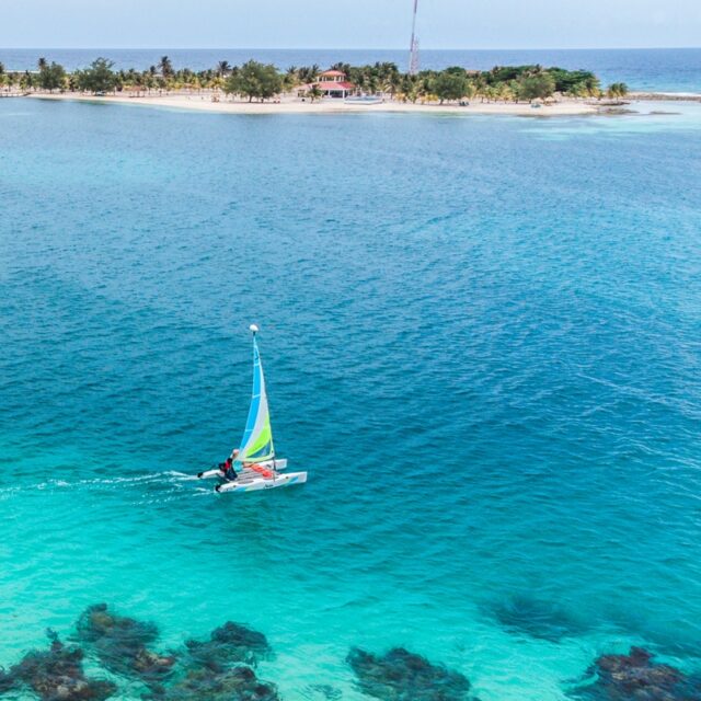 Hobie Cat sailing around Manta Island